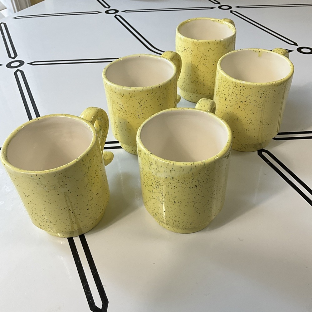 Dysart Pottery Coffee Mugs Yellow‎ Speckled Ceramic Handmade